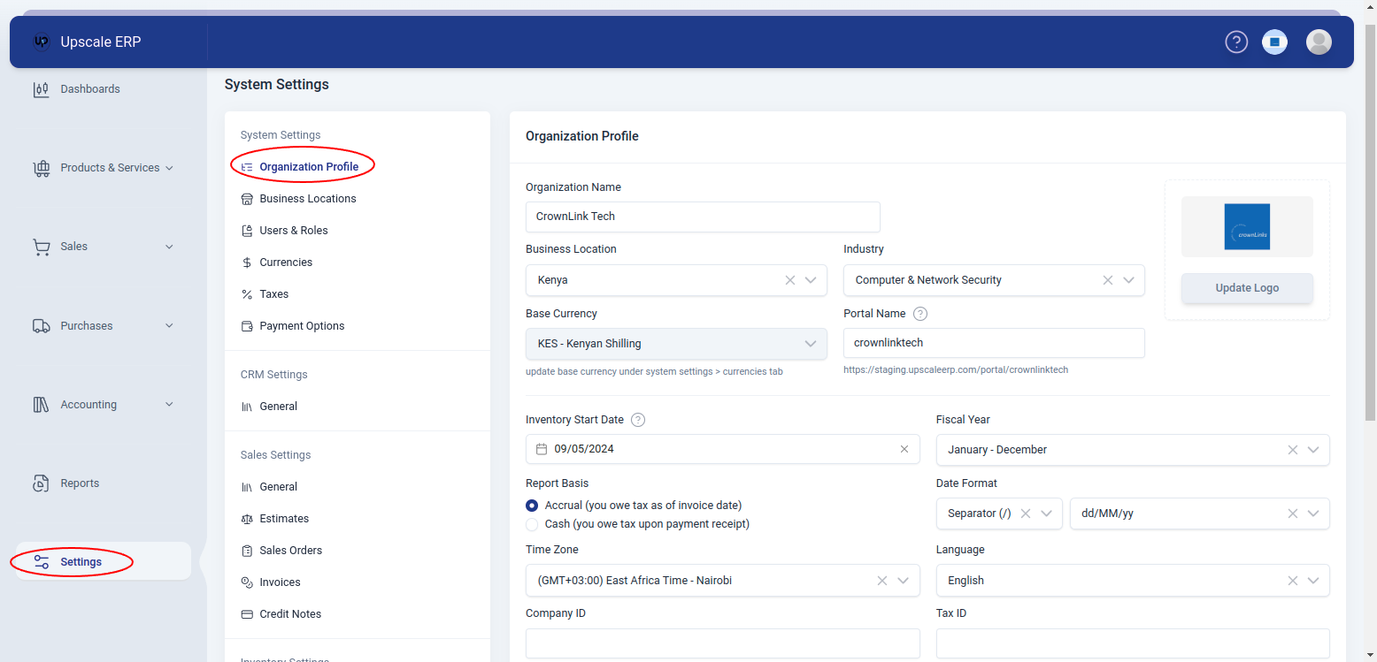 Update Organization Details