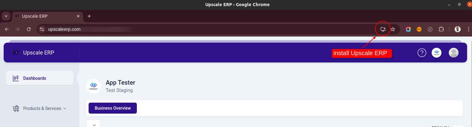 Install Upscale ERP PWA