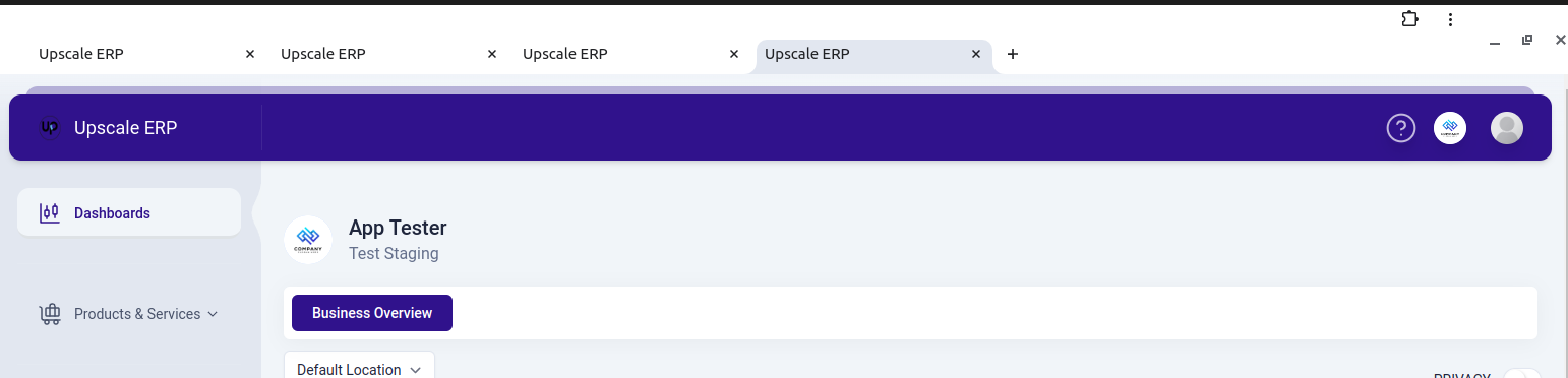 Upscale ERP PWA Tabs